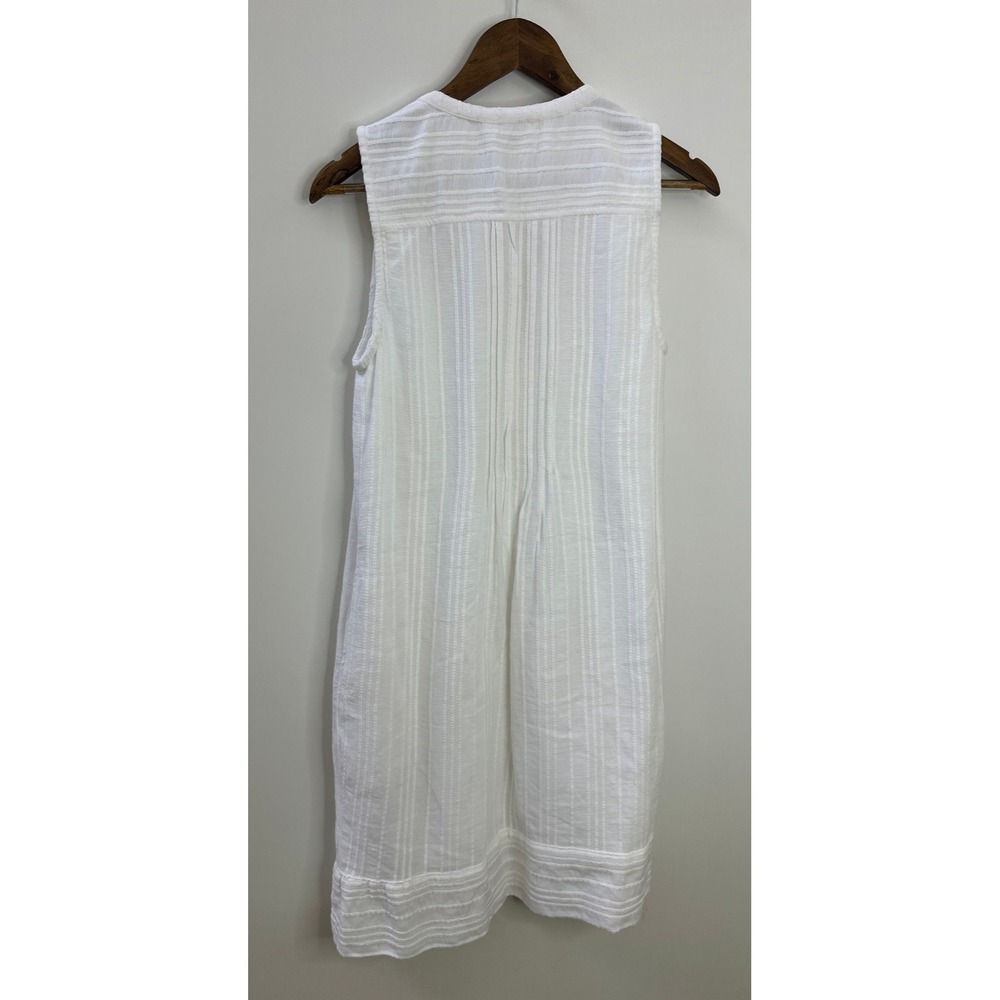 Faherty Isha Pintuck Organic Cotton Shift Dress Sleeveless White Women's Small - Picture 10 of 15
